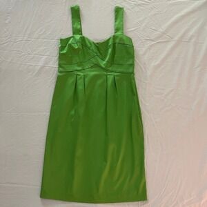 Democracy Green Satin Cocktail Dress Sz 10 Empire Waist Spring Kentucky Derby